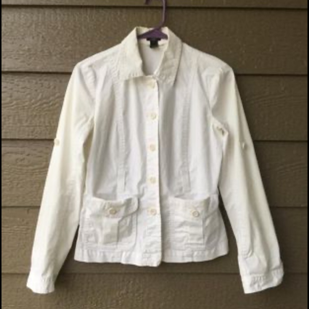 J. Crew stretch white spring women’s jacket, size 2